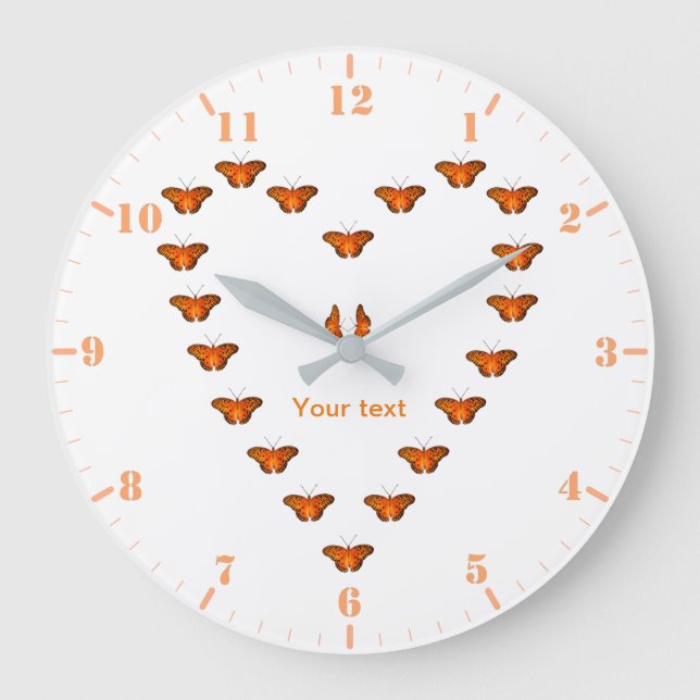 Passion butterflies in heart shape dance large clock (Front)