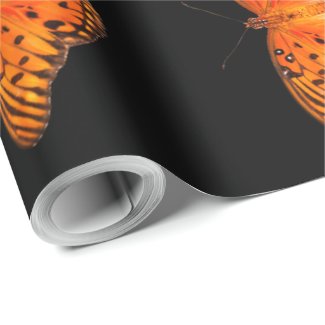 Passion butterfly orange brown on black