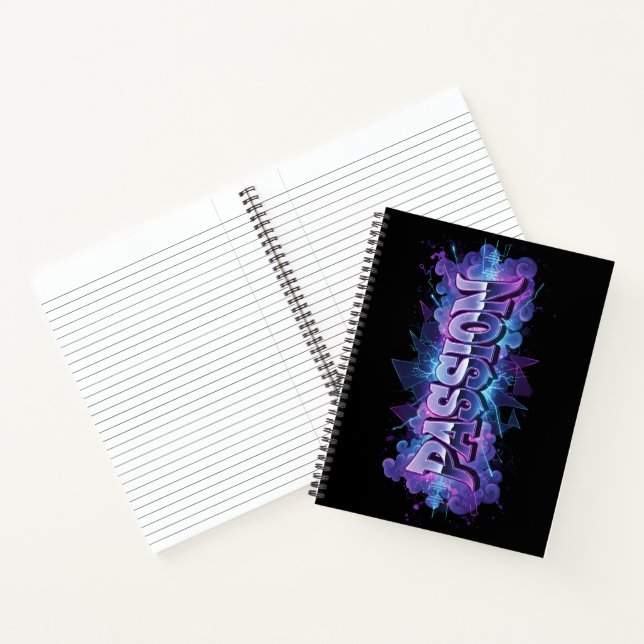 Passion Cyberpunk Typography – Vibrant Modern Word Notebook (Inside)