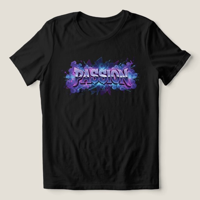 Passion Cyberpunk Typography – Vibrant Modern Word Tri-Blend Shirt (Design Front)