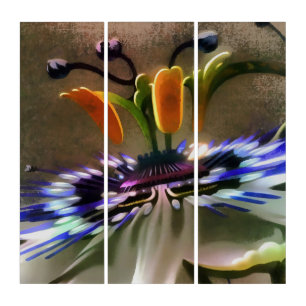 Passion Flower Blossom In Art Deco Abstract Style