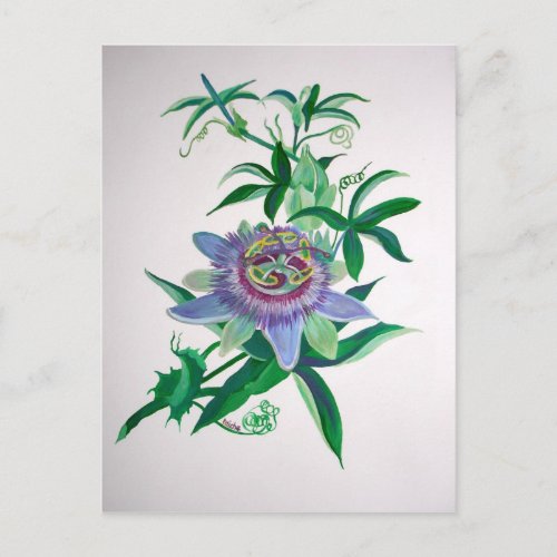 Passion Flower Botanical Art Postcard