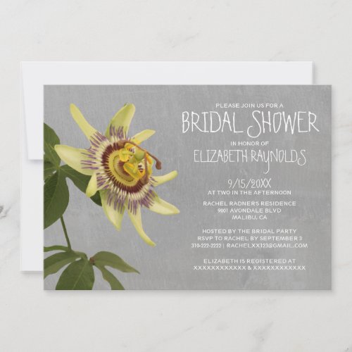 Passion Flower Bridal Shower Invitations