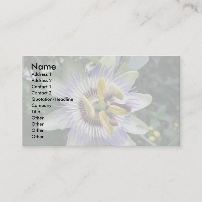 Passion Flower Custom Business Card (Front)