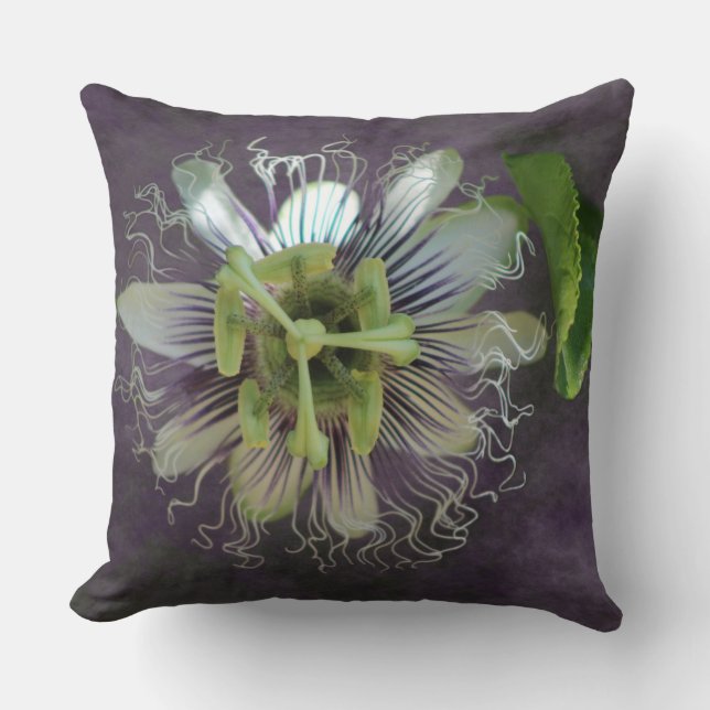 Passion Flower Digital Art Throw Pillow (Front)