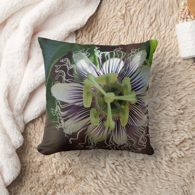 Passion Flower Throw Pillow (Blanket)