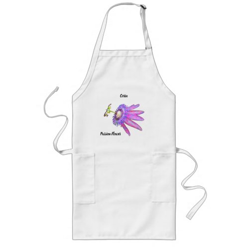 Passion Flower with Name Long Apron