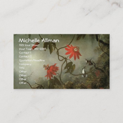 Passion Flowers and Hummingbirds Business Cards