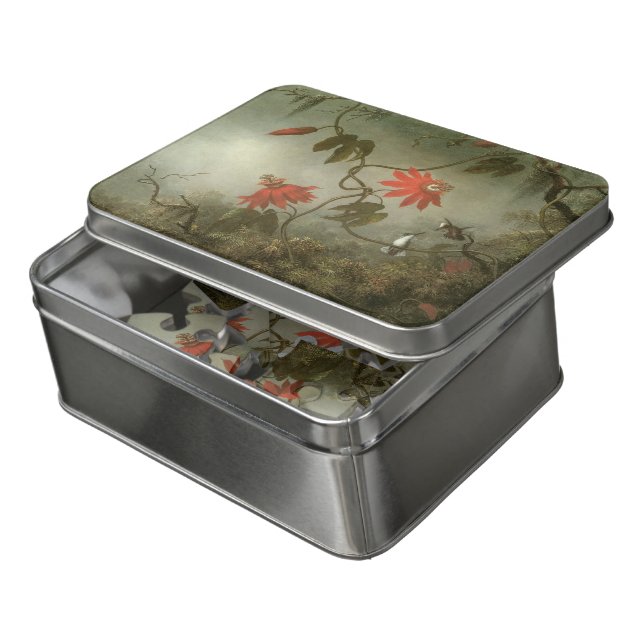 Passion Flowers and Hummingbirds by Martin J Heade Jigsaw Puzzle (Lid Open)