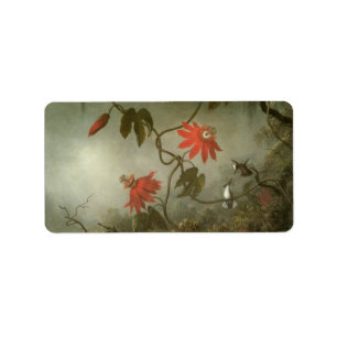 Passion Flowers and Hummingbirds by Martin J Heade Label