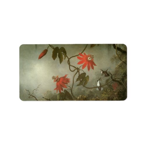 Passion Flowers and Hummingbirds by Martin J Heade Label