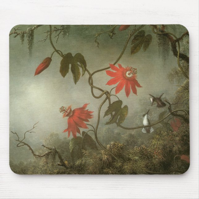 Passion Flowers and Hummingbirds by Martin J Heade Mouse Pad (Front)