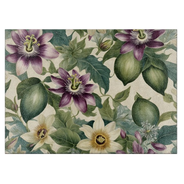 Passion Flowers and Passion Fruit Cutting Board (Front)