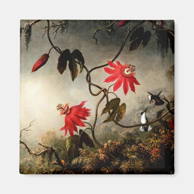 Passion Flowers with Hummingbirds by M.J. Heade Magnet (Front)