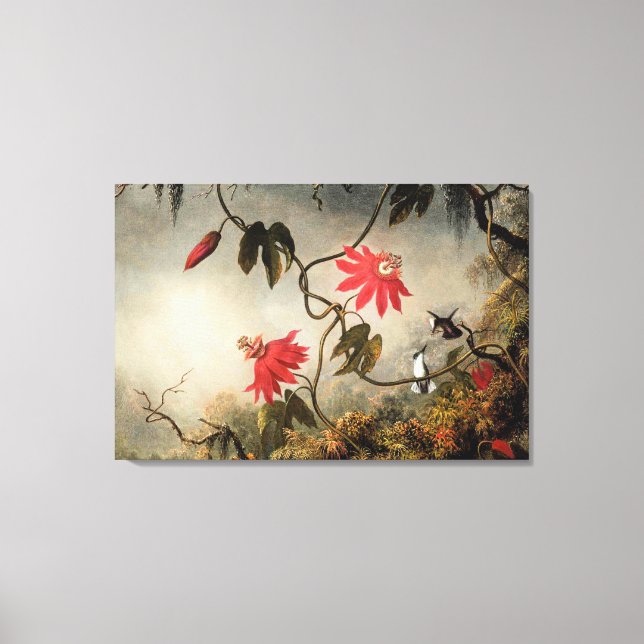 Passion Flowers with Hummingbirds Canvas Print (Front)