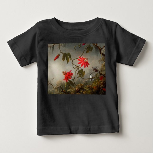 Passion Flowers with Hummingbirds Heade Baby T-Shirt (Front)