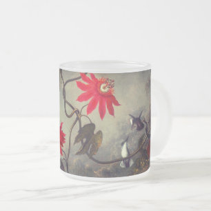Passion Flowers with Hummingbirds Heade Frosted Glass Coffee Mug