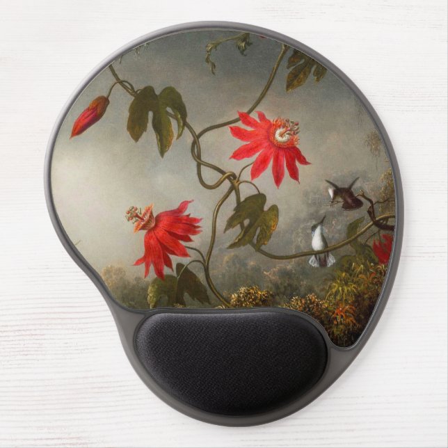 Passion Flowers with Hummingbirds Heade Gel Mouse Pad (Front)