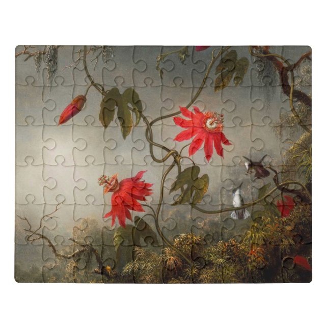 Passion Flowers with Hummingbirds Heade Jigsaw Puzzle (Puzzle Horizontal)