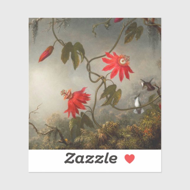 Passion Flowers with Hummingbirds Heade Sticker (Sheet)