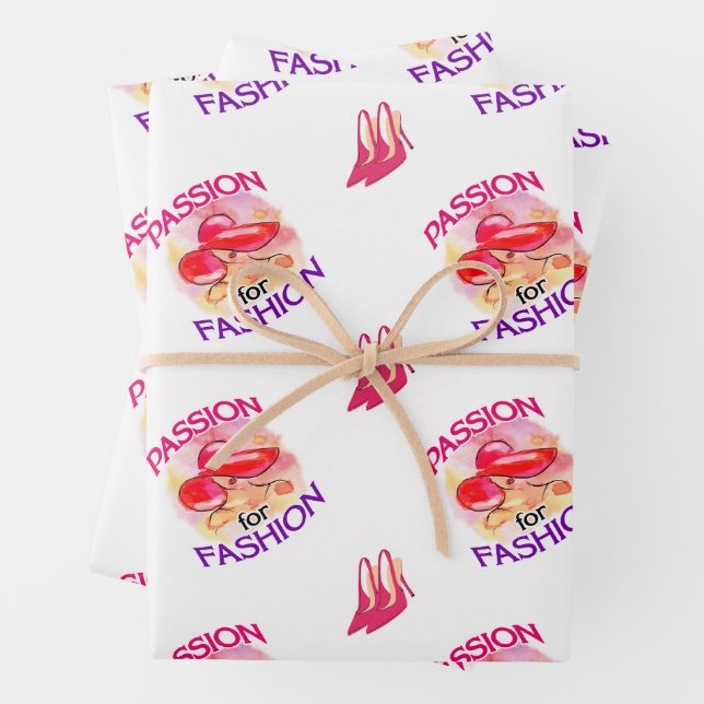 'Passion For Fashion' - Style A Wrapping Paper Sheets (In situ)