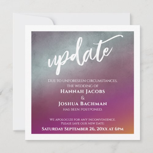 Passion Fruit Postponed Wedding Update Card