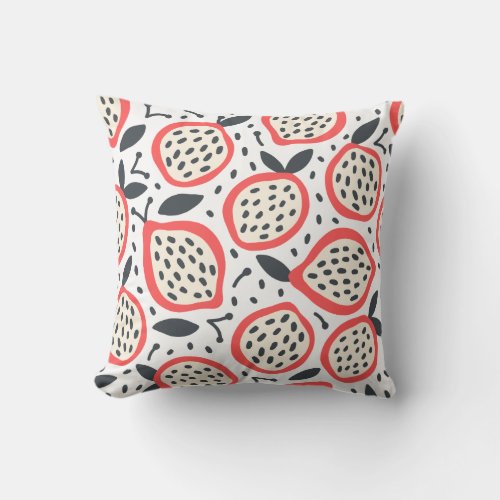 Passion Fruit Red Black White Abstract Pattern Throw Pillow