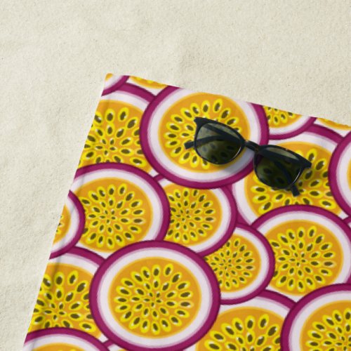 Passion fruit slices beach towel