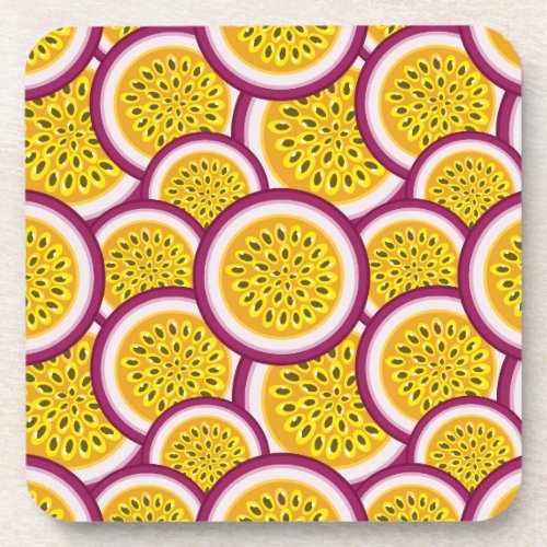 Passion fruit slices beverage coaster