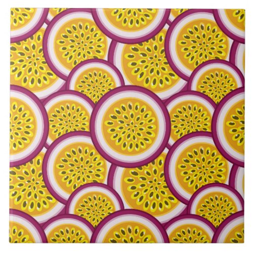 Passion fruit slices ceramic tile