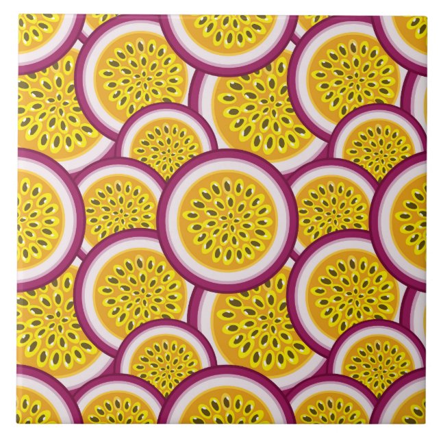 Passion fruit slices ceramic tile (Front)