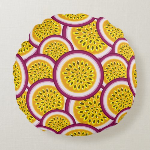 Passion fruit slices round pillow