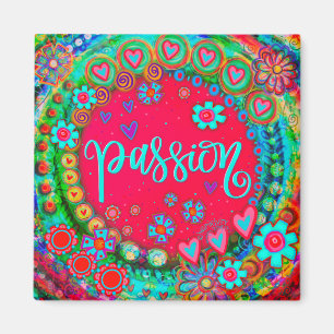 Passion Fun Red Colorful Floral Inspirivity Magnet