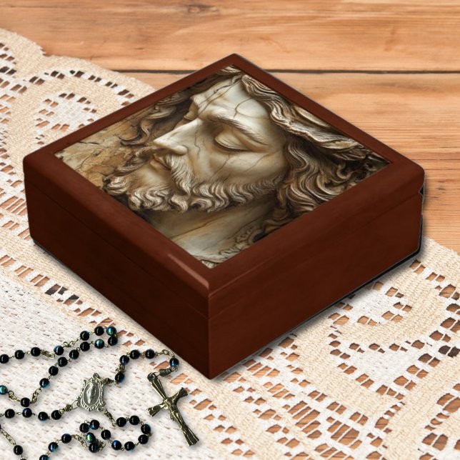 Passion of Jesus Christ - Faux 3D Face Gift Box (Jesus Face Passion of the Christ Religious Keepsake Box for Holy Communion, Confirmation, Wedding )