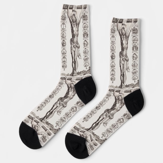 Passion of Jesus crucifixion of Christ Socks (Left)