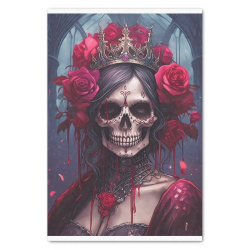 Passion  Pain Dark Queen Gothic Skull  Roses  Tissue Paper