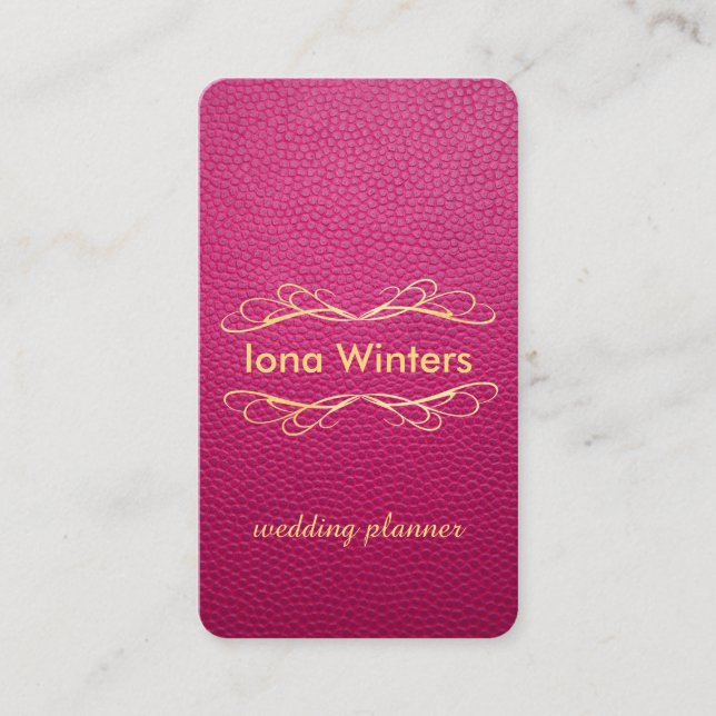 Passion Pink Mock Leather Instagram Style Business Card (Front)