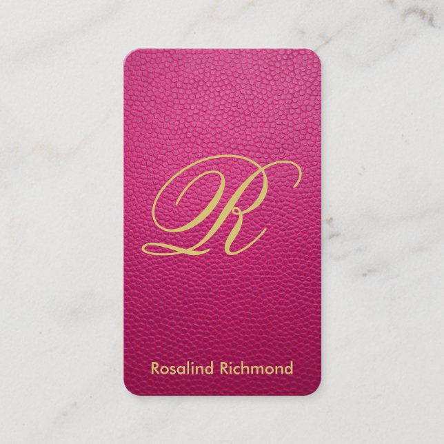 Passion Pink Mock Leather iPhone Style Business Card (Front)