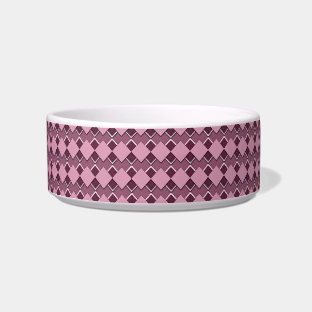 Passion Pink Square and Diamond Checkered Pattern Bowl (Front)