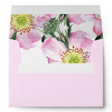 Passion Pink Watercolor Flowers Wedding invitation Envelope