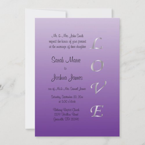 Passion Purple and Silver Wedding Invitation