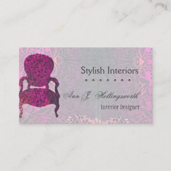 Passion Purple! Chair Template Interior Designer Business Card by 911business at Zazzle