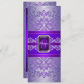 Passion Purple Jeweled Ribbon Wedding Invitation (Front/Back)