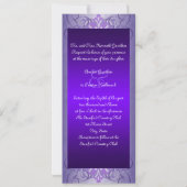 Passion Purple Jeweled Ribbon Wedding Invitation (Back)