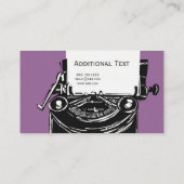 Passion Purple Vintage Antique Typewriter Writer Business Card (Back)