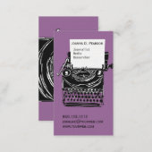 Passion Purple Vintage Antique Typewriter Writer Business Card (Front/Back)