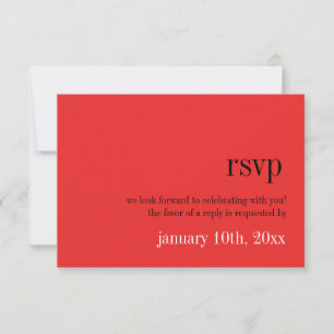 Passion red black typography chic wedding response invitation