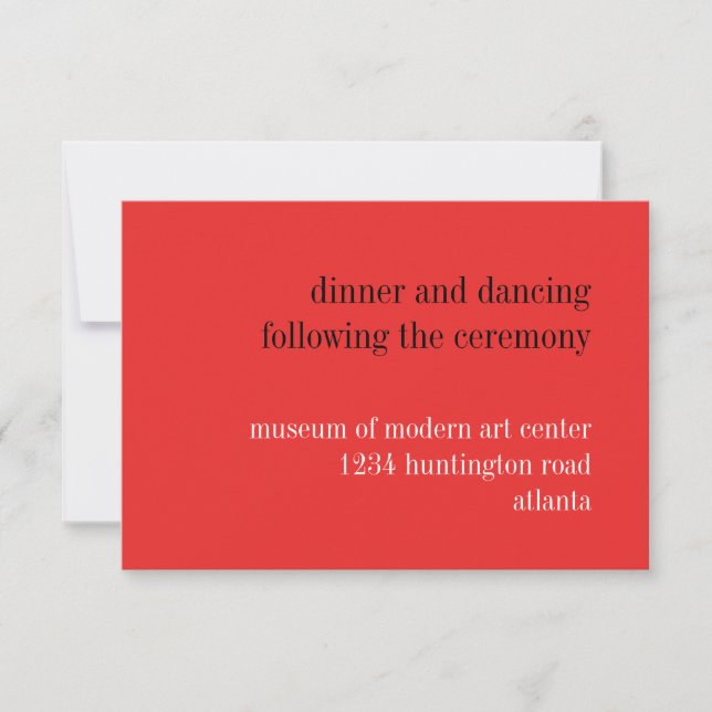 Passion red black typography reception enclosure invitation (Front)