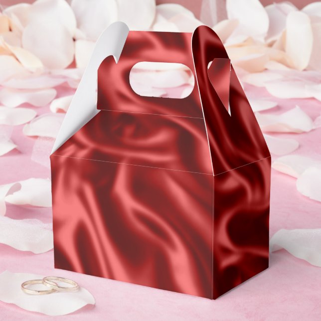 Passion Red Faux Satin Wedding Favor Boxes (Wedding)
