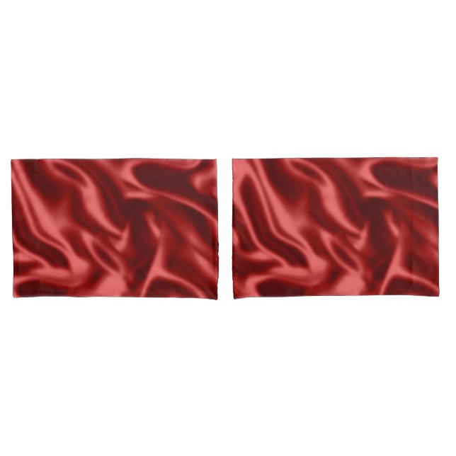Passion Red Faux Satin Wedding Pillow Case (Front-Set)